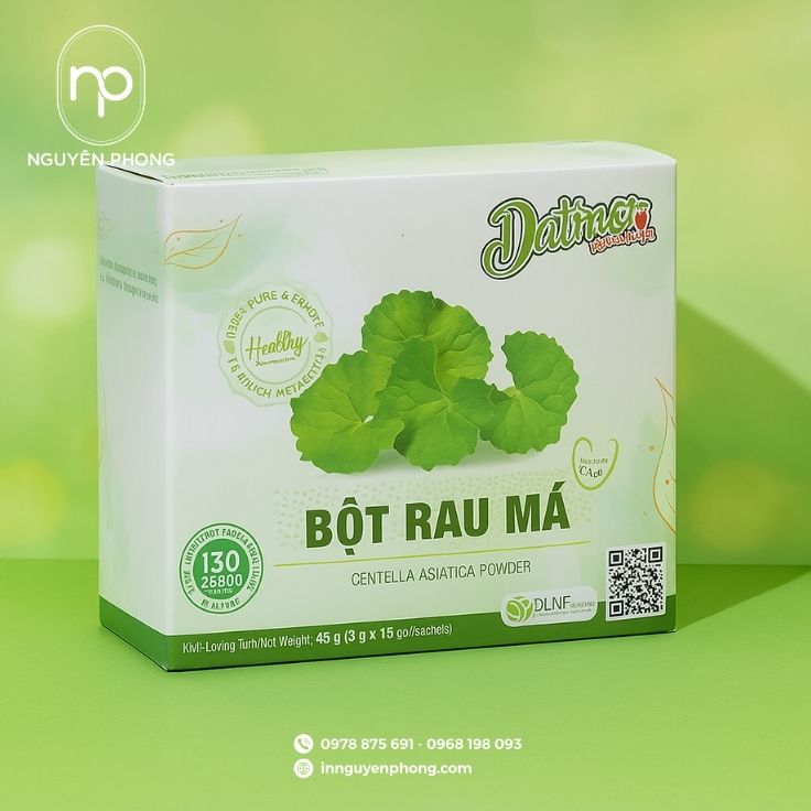 Mẫu hộp đựng bột rau má chất lượng